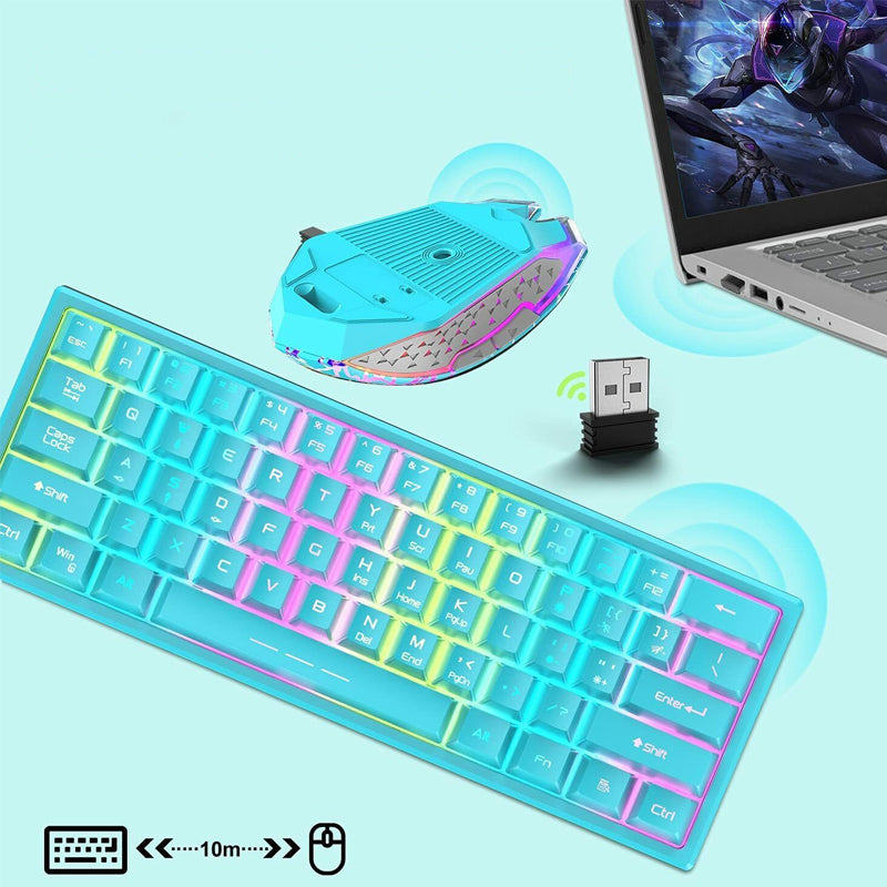 Rainbow Backlit Wireless Gaming Keyboard Mouse and Mat Combo Set_4