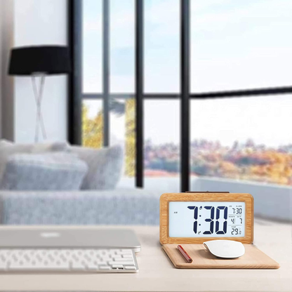 Wooden Digital Alarm Clock Snooze Display Bedside Desk Table Clock_5