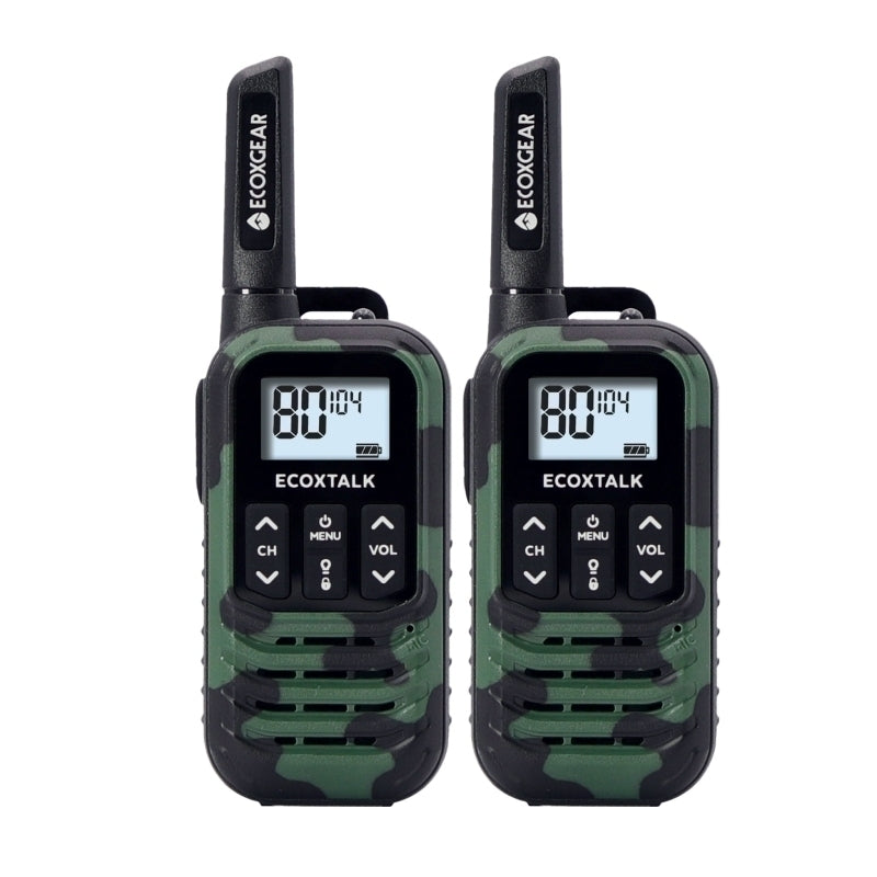 ECOXTALK EXG50 500mW Compact Handheld UHF Radio Twin Pack - Green Camo (3km)