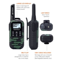 ECOXTALK EXG50 500mW Compact Handheld UHF Radio Twin Pack - Green Camo (3km)