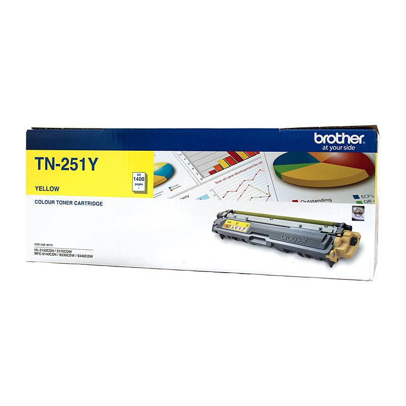 Brother TN-251Y Colour Laser Toner - Yellow, HL-3150CDN/3170CDW/MFC-9140CDN/9330CDW/9335CDW/9340CDW /DCP-9015CDW1,400 Pages