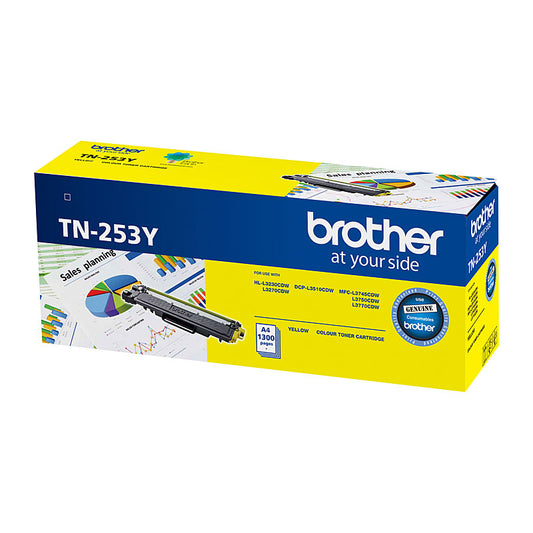 Brother TN-253Y Yellow Toner Cartridge to Suit - HL-3230CDW/3270CDW/DCP-L3015CDW/MFC-L3745CDW/L3750CDW/L3770CDW 1,300 Pages